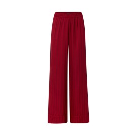 Piżama damska-Lilian Organic-Koszula z dł.rękawem+Spodnie-Red/Red-12240160