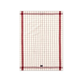 Ręcznik kuchenny w kratkę-White/Red-Len/Bawełna-50x70-12240149