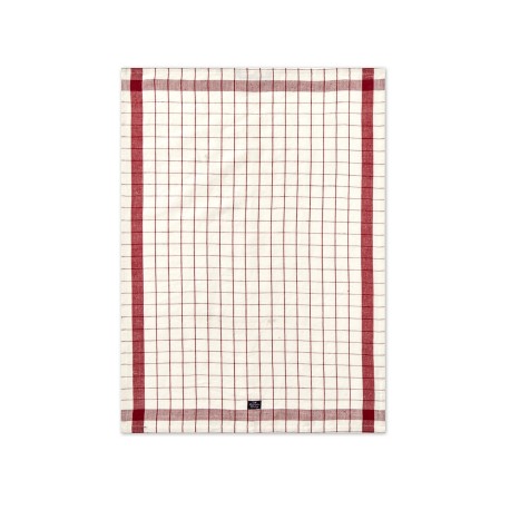 Ręcznik kuchenny w kratkę-White/Red-Len/Bawełna-50x70-12240149