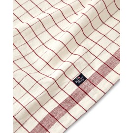 Ręcznik kuchenny w kratkę-White/Red-Len/Bawełna-50x70-12240149