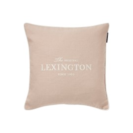 Poszewka dekoracyjna na poduszkę z domieszką lnu z oryginalnym logo Lexington, beżowa-12514102-Lexington