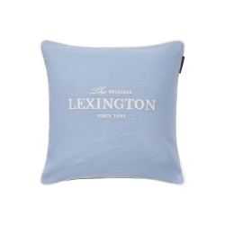Poszewka dekoracyjna na poduszkę z domieszką lnu z oryginalnym logo Lexington, niebieska-12514102-Lexington