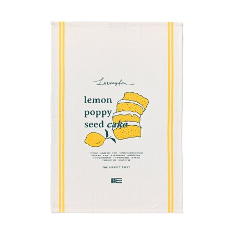 Ręcznik kuchenny z bawełny organicznej Lemon Poppy, biały/żółty-12513007-Lexington