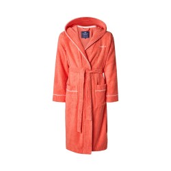 A_Szlafrok z kapturem unisex z mieszanki bawełny z lamówką, koralowy-12520300-Lexington