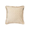Poszewka dekoracyjna na poduszkę z żakardową wiskozą/bawełnianymi frędzlami, jasny beż-12544104-Lexington