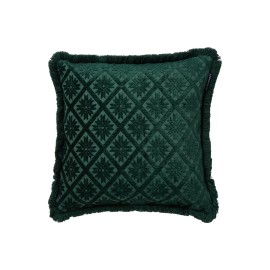 Poszewka na poduszkę z żakardową wiskozą/bawełnianymi frędzlami, zielona-12544104-Lexington