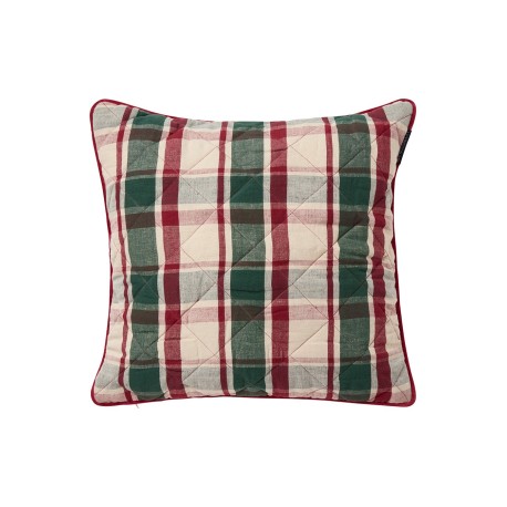 Poszewka dekoracyjna na poduszkę, pikowana z mieszanki lnu w kratę-12544107-Lexington