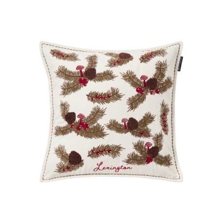 Poszewka dekoracyjna na poduszkę z aksamitu z bawełny organicznej - gałązki sosny-12544108-Lexington