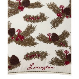 Poszewka dekoracyjna na poduszkę z aksamitu z bawełny organicznej - gałązki sosny-12544108-Lexington