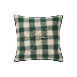 Poszewka dekoracyjna w kratę z organicznej flaneli cove, zielona-12544111-Lexington