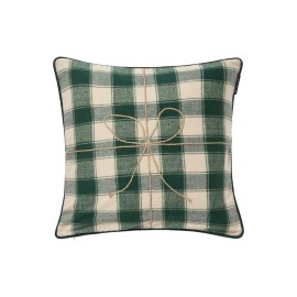 Poszewka dekoracyjna w kratę z organicznej flaneli cove, zielona-12544111-Lexington
