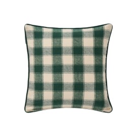 Poszewka dekoracyjna w kratę z organicznej flaneli cove, zielona-12544111-Lexington