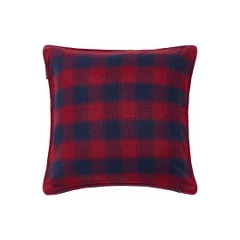 Poszewka dekoracyjna na poduszkę z organicznej flaneli w kratę, ciemnoniebieska-12544111-Lexington
