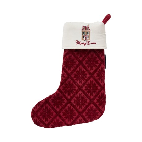 Skarpety świąteczne-żakardowe z bawełny organicznej/wiskozy, czerwone-12548004-Lexington