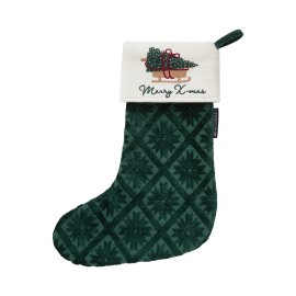 Skarpeta świąteczna żakardowa z bawełny organicznej/wiskozy, zielona-12548004-Lexington