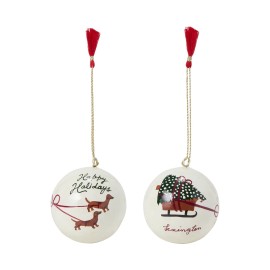 Bombki z papier maché ozdoba świąteczna (zestaw 2 szt.)-12548010-Lexington