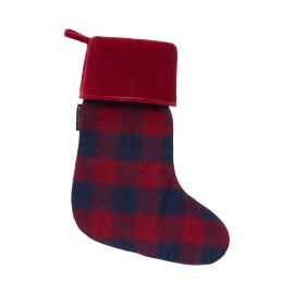 Skarpeta świąteczna w kratę z bawełny organicznej, granatowe/czerwone-12548028-Lexington