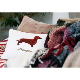 Poduszka dekoracyjna z wizerunkiem psa aksamitna z bawełny organicznej-12534115-Lexington