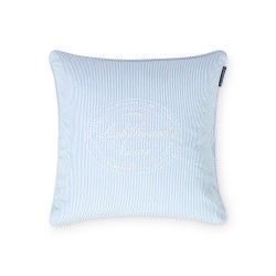 Poszewka dekoracyjna na poduszkę z organicznej bawełny w paski, niebiesko-biała-12614102-Lexington