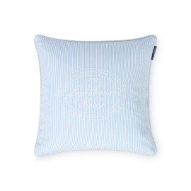 Poszewka dekoracyjna na poduszkę z organicznej bawełny w paski, niebiesko-biała-12614102-Lexington