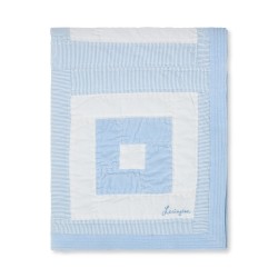 Narzuta Pikowana patchworkowa organiczna bawełniana, niebiesko-biała-12610101-Lexington