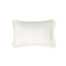 Poduszka dekoracyjna z mieszanką białego lnu z frędzli, 30x50-12614108-Lexington