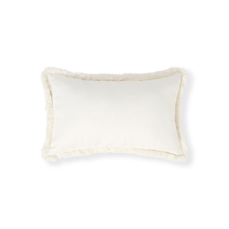 Poduszka dekoracyjna z mieszanką białego lnu z frędzli, 30x50-12614108-Lexington