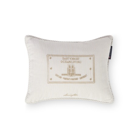 Poduszka dekoracyjna,Pasiasta beżowa organiczn z bawełny, 30x40-12614104-Lexington