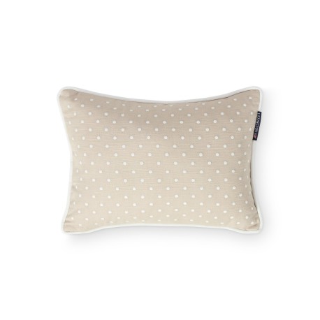 Poduszka dekoracyjna, kropkowana w beżowej mieszance lnianego, 30x40-12614111-Lexington