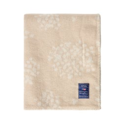 Koc kwiatowy, żakariuszowy wełniany z recyklingu, beżowy-12614002-Lexington