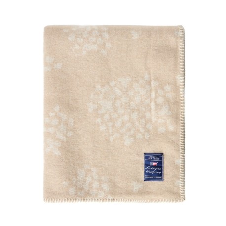 Narzuta kwiatowa, żakariuszowy wełniany z recyklingu, beżowy-12614002-Lexington