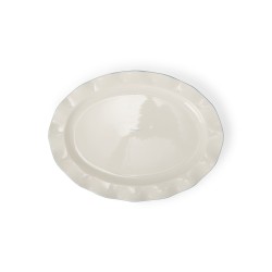 Talerz/Półmisek-Falisty owalny z kamionki, biało-niebieski-12618008-Lexington