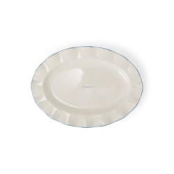 Talerz/Półmisek-Falisty owalny z kamionki, biało-niebieski-12618007-Lexington