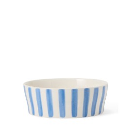 Miska dla psa z kamionki w paski, niebiesko-biała-12618022-Lexington