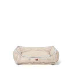 Legowisko dla psa z pasiastej organicznej bawełny, beżowo-białe-12618020-Lexington