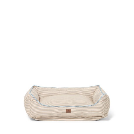 Legowisko dla psa z pasiastej organicznej bawełny, beżowo-białe-12618020-Lexington