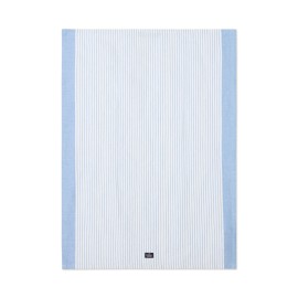 Ręcznik kuchenny z mieszanką lnu w paski, niebiesko-biały-12613007-Lexington