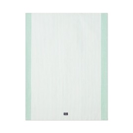 Ręcznik kuchenny z mieszanką lnu w paski, zielonobiały-12613007-Lexington