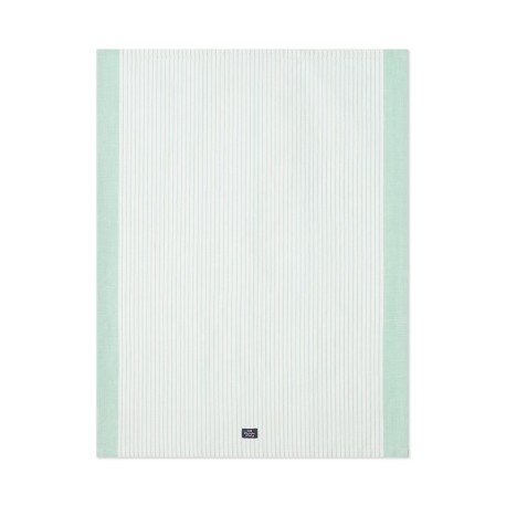 Ręcznik kuchenny z mieszanką lnu w paski, zielonobiały-12613007-Lexington