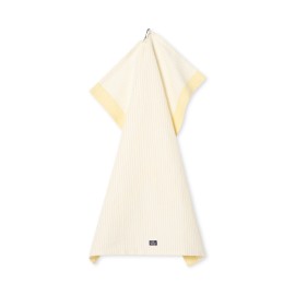 Ręcznik kuchenny z mieszanką lnu w paski, żółto-biały-12613007-Lexington