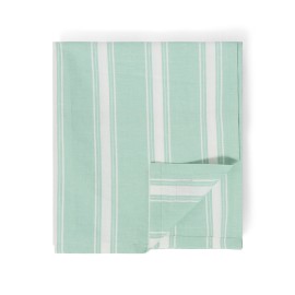 Obrus z mieszanką lnu w paski, zielonobiały-12613002-Lexington