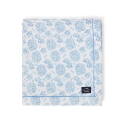 Obrus Organiczny bawełniany z kwiatowym wzorem, niebiesko-biały-12613000-Lexington
