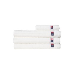 Ręcznik welurowy z logo żakardowym, biały-10003903-Lexington