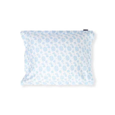 Poszewka na poduszkę-pościel-z kwiatowym wzorem z satynu, niebiesko-biała-12610000-Lexington