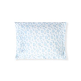 Poszewka na poduszkę-pościel-z kwiatowym wzorem z satynu, niebiesko-biała-12610000-Lexington