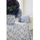 Obrus Organiczny bawełniany z kwiatowym wzorem, niebiesko-biały-12613000-Lexington