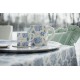 Obrus Organiczny bawełniany z kwiatowym wzorem, niebiesko-biały-12613000-Lexington