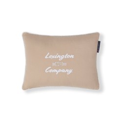 Poduszka dekoracyjna-Logo organiczna bawełna-40x30, beżowo-biała-12624101-Lexington