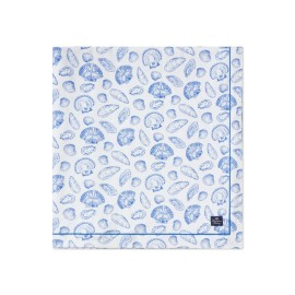 Obrus z organicznej bawełny z nadrukiem shell – biało-niebieski-12623000-Lexington
