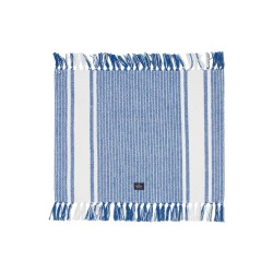 Podkładka-Puszysta z organicznej bawełnianej podkładki z frędzlami, biało-niebieskie-12623006-Lexington